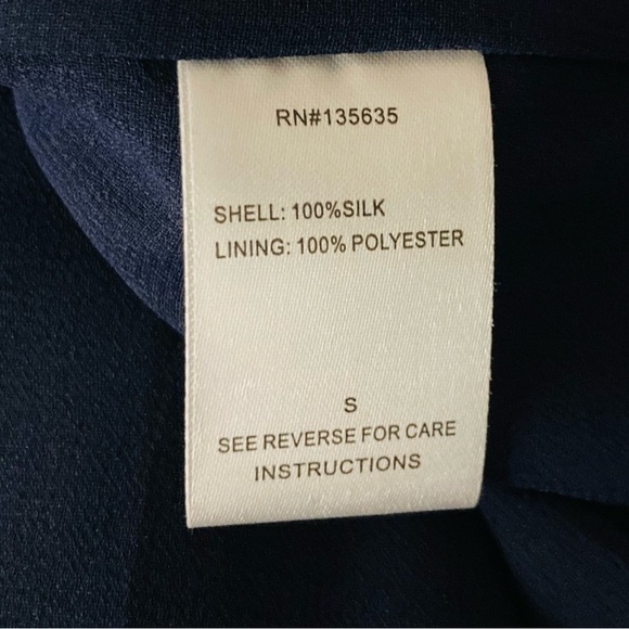 Anthropologie Love Sam silk navy blue off the shoulder chiffon lined boho top. S - Picture 9 of 9